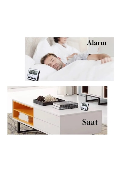 Alarmlı Dijital Öğrenci Sınav Kronometresi 24 Saat Ileri Ve Geri Sayım Kronometresi Saat / Alarm / Kronometre / Mıknatıslı Beyaz-siyah