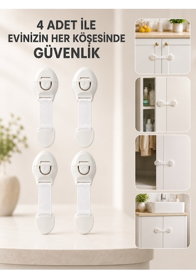 4 Adet Çok Amaçlı Çocuk Güvenlik Kilidi Dolap, Çekmece Ve Gardırop İçin 3855796