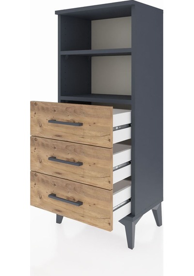 Arges Komodin 2 Raflı 3 Çekmeceli 44x30x106 Antrasit-çam Antrasit
