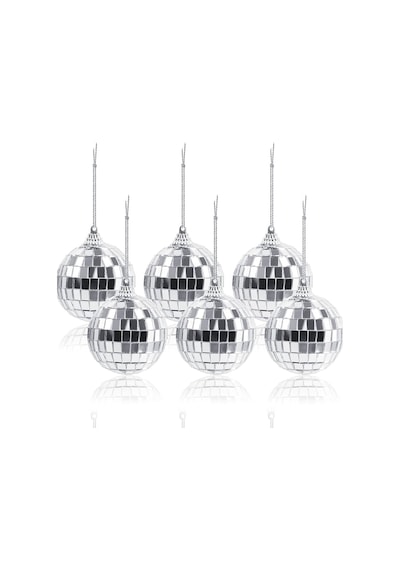 Disco Topu Aynalı Gümüş 5 Cm 6 Lı