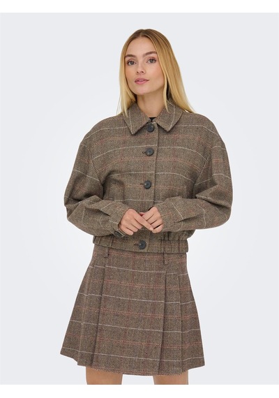Only Onlrıcca Lıfe Check Jacket Otw Kadın Kahverengi Dış Giyim - 15356760 Kahverengi