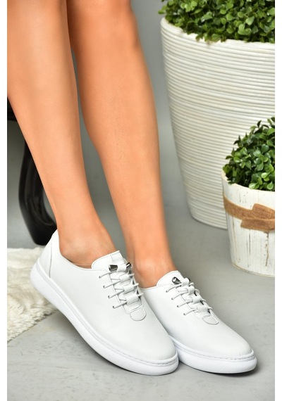 Fox Shoes P555461003 Beyaz Hakiki Deri Kadın Spor Ayakkabı Sneakers Beyaz