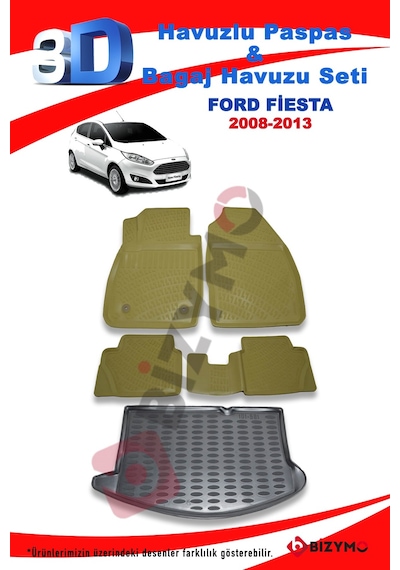 Ford Fiesta 2008-2013 Bej Havuzlu Paspas Ve Bagaj Seti Bizymo Bej