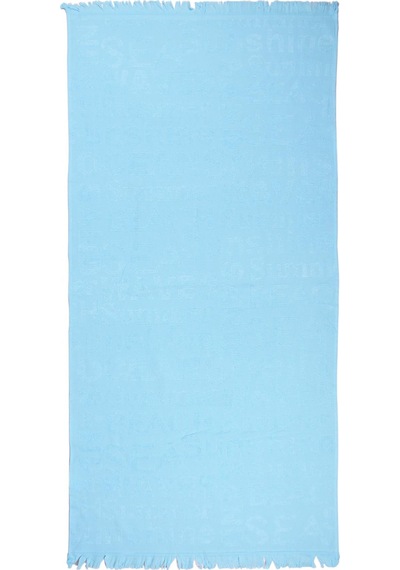 %100 Pamuk 70x150 Yazı Jakarlı Plaj Havlusu Turkuaz
