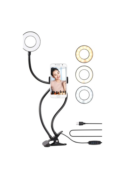 Led Ring Light Youtuber Light Stüdyo Işığı Akrobat Selfie Led Masa Lambası 3 Renk Işıklı 2in1