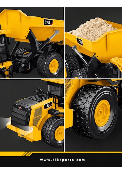 Ctoys Uzaktan Kumandalı Damperli Kamyon - Kutu Ölçüsü: 44.5 Cm , 2.4g , 1:16 Ölçekli , Şarjlı