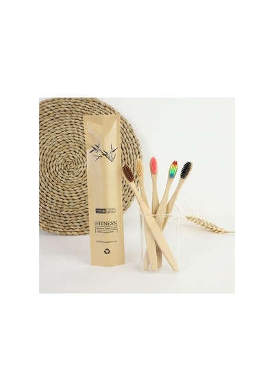 Vegan Bambu Diş Fırçası %100 Bioçözünür Naturel Sap Doğal Ürünler 5 Adet