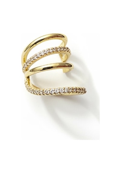 Earcuff Sıkıştırmalı Çelik Kıkırdak Küpe Çoklu Halka Görünümlü Altın Renk