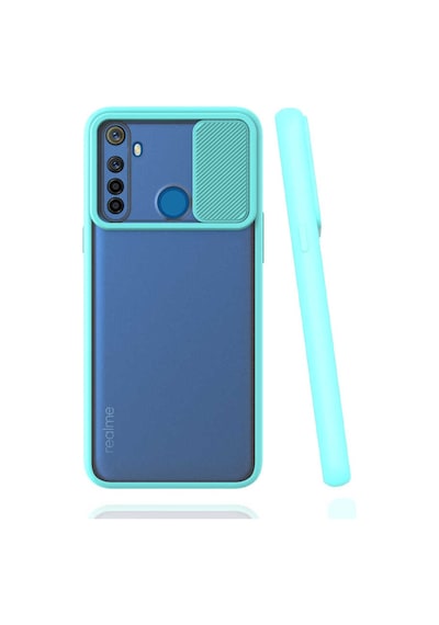 Kilifone - Realme 5i Uyumlu - Kılıf Slayt Sürgülü Arkası Buzlu Lensi Kapak - Kırmızı