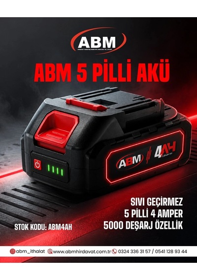 Abm Batarya 5 Pilli Su Geçirmez 4amper