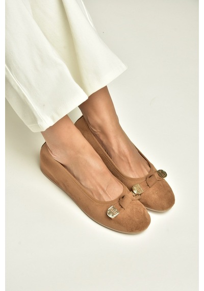 Fox Shoes Y250750702 Taba Süet Alçak Dolgu Tabanlı Kadın Ayakkabı