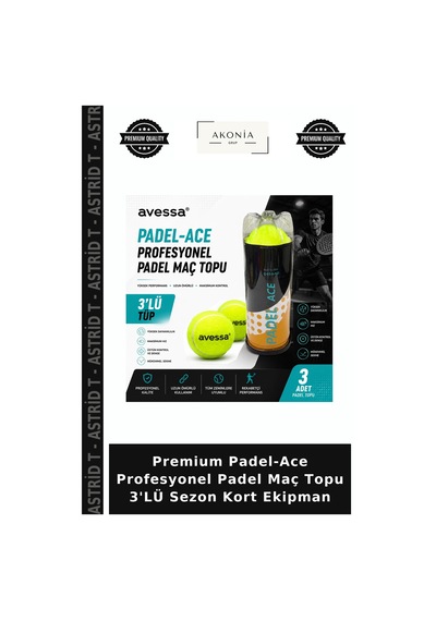 Premium Padel-ace Profesyonel Padel Maç Topu 3'lü Sezon Kort Ekipman