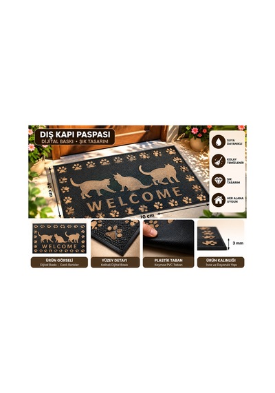 Dekoratif Dış Kapı Paspası Dijital Baskılı, Kaymaz Pvc Plastik Tabanlı, Şık Desenli Kapı Önü Paspası 40x70 Cm Kahverengi3 - 937312887 Kahverengi3 Dekoratif Dış Kapı Paspası Dijital Baskılı, Kaymaz Pvc Plastik Tabanlı, Şık Desenli Kapı Önü Paspası 40x70 Cm Kahverengi3 - 937312887 Kahverengi3