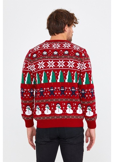 Kırmızı Erkek Christmas Yılbaşı Kazağı-noelkzkr32s Kırmızı