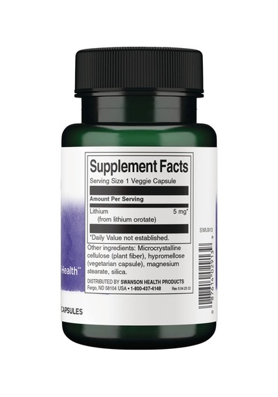 Swanson Nutrition Lithium Orotate 5 Mg 60 Kapsül Gıda Takviye