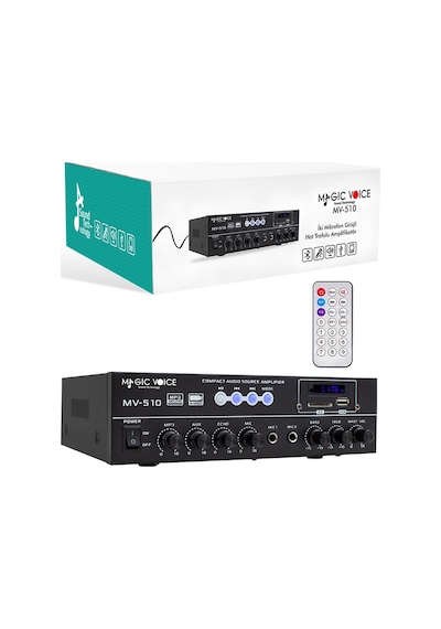 Magıcvoıce Mv-510 50 Watt Usb/sd/bluetooth 2 Mik.,eco Lu+2sd 2061 2 Li,uk Lı Girişli Hat Trafolu Anfi