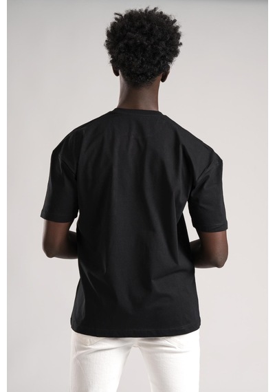 Fbı Yarım Oversize Hafif Bol Kesim Bisiklet Yaka Cepli Pamuklu T-shirt 001