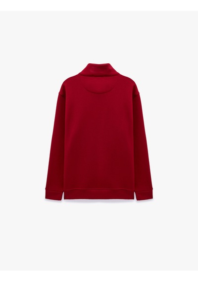 Koton Şardonlu Regular Fit Uzun Kollu Fermuarlı Yaka Sweatshirt Kırmızı 7wam70003mk