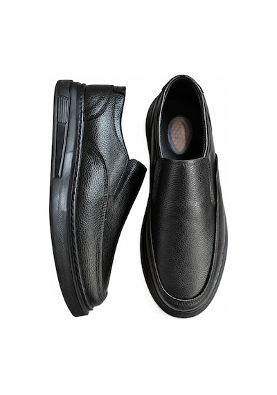 Yalçın Erkek Siyah Suni Deri Bağcıksız Loafer Ayakkabı Dokulu Yüzey, Dikiş Detaylı Kalın Taban Siyah - 933533797 Siyah