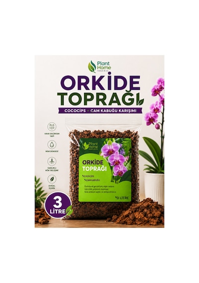 Plant Home Orkide Toprağı 3 Litre Cococips Ve Çam Kabuğu Karışımı Profesyonel Orkide Toprağı Diğer