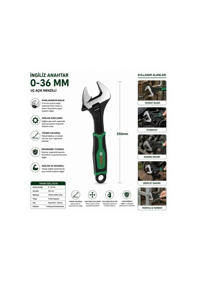 10 İnç 250 Mm İngiliz Anahtarı Ve Kurbağacık 6 Parça Set