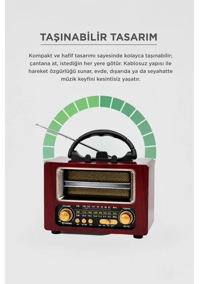 Özel Seri Dinleme Oda Speaker Bluetooth Hoparlör Nostaljik Radyo Ns02