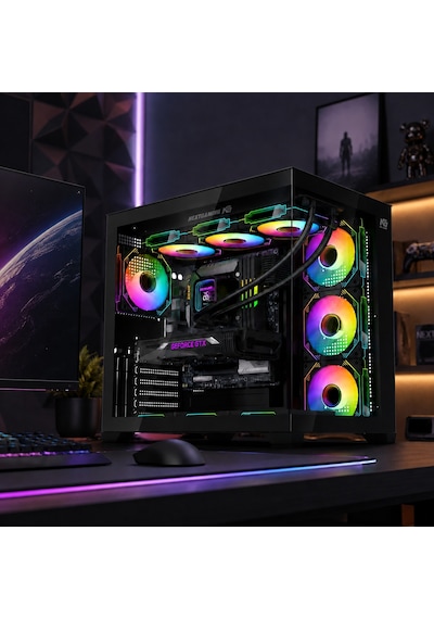 Alpha Elite 7x Argb Fan Kumanda Ve Kontrolcü Atx Boş Bilgisayar Kasası Siyah