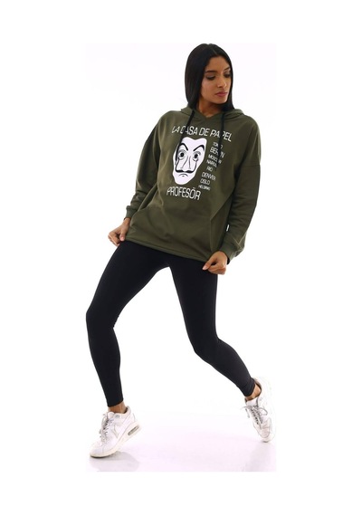 Gugus Basic Kapüşonlu Sweatshirt Hakii
