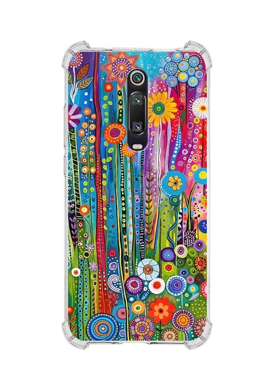 Printify Xiaomi Mi9t Pro İle Uyumlu Düşlerin Dansı Serisi Folklorik Bahçe Tasarımlı Uv Baskılı Köşe Korumalı Antişok Kılıf Şeffaf
