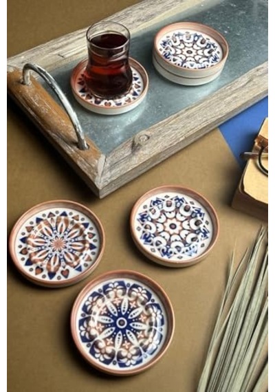 Tabakevi Tabak Evi Stoneware Mozaik Red Sefa 6 Lı Çay Tabağı 10cm Çok Renkli