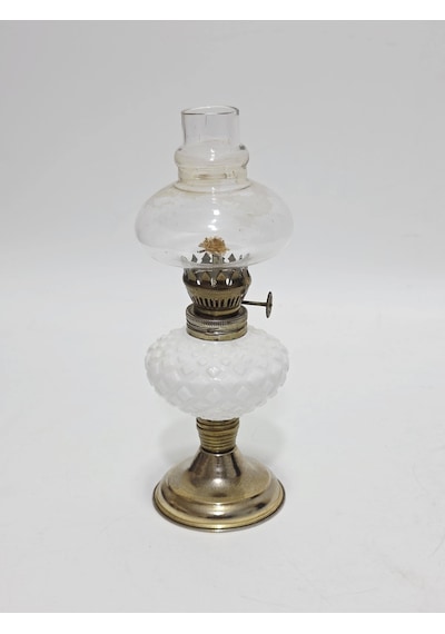 Antika Opal Cam Gaz Lambası 023 Beyaz