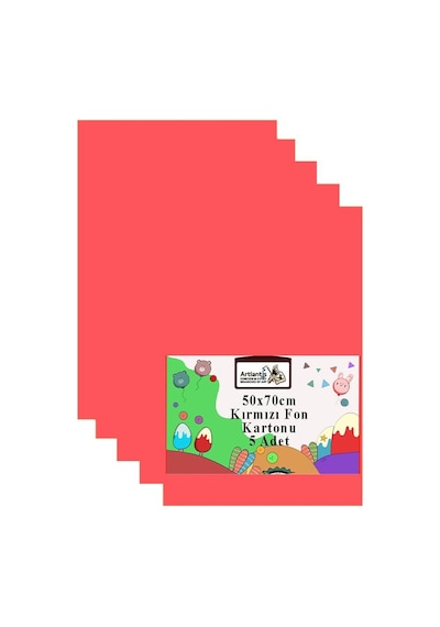 Fon Kartonu 50x70 Cm 120 Gr 5 Adet 50 70 Cm Renkli Fon Kartonu Kağıdı 120 Gr Okul Sınıf Etkinlik Kreş Okul Öncesi Kırmızı