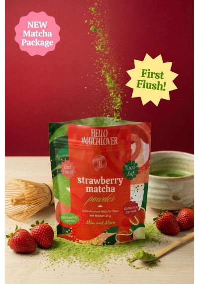 Strawberry Matcha Powder - Çilek Aromalı Matcha Tozu Doypack, 25 Gr