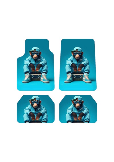 Oem Cool Chimp Hip-hop Maymun Tasarımlı Dijital Baskılı 4 Parça Üniversal Halı Paspas Seti