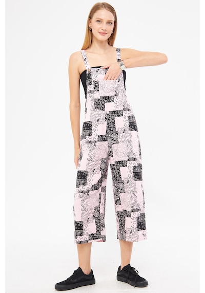 Armonika Kadın Toz Pembe Desenli Bahçivan Tulum Arm-24y001106