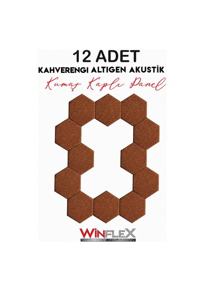 Winflex 12'li Altıgen Akustik Kumaş Panel 17x20 Cm Kahverengi