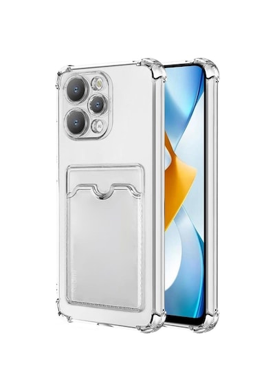Redmi 12 Kılıf Darbe Emici Köşe Korumalı Kartlıklı Cüzdanlı Silikon Kapak Şeffaf