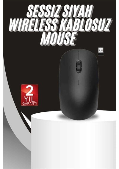 Mey İthalat Ergonomik Tasarım Kablosuz Siyah Mouse Hassas Uzun Ömürlü Mey İthalat Ergonomik Mouse