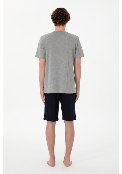 U.S. Polo Assn. Erkek Bisiklet Yaka Gri Melanj Pijama Takımı 50309481-VR086