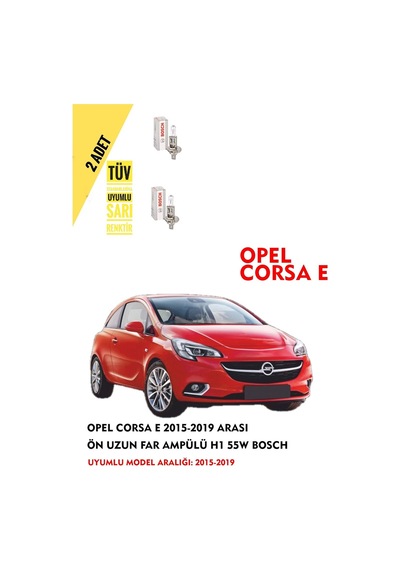 Opel Corsa E 2015-2019 Arası Ön Uzun Far Ampülü 2 Adet Sarı Renk