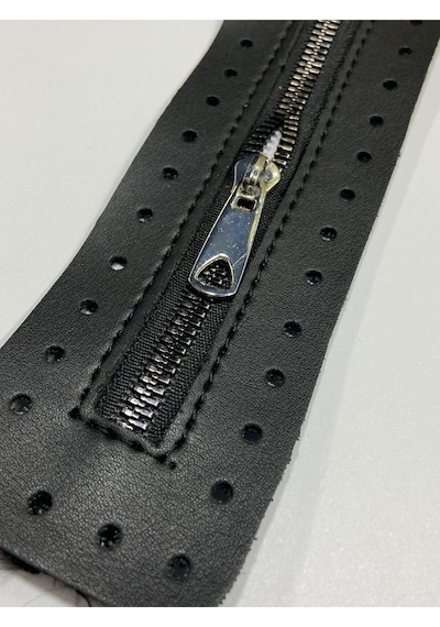 Karantuhafiye Derili Fermuar / Çanta Fermuarı / Kapak Fermuar 30 Cm Siyah Siyah