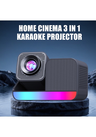 3 Ü 1 Arada Ev Sineması & Karaoke Rgb Projeksiyon 2 Mikrofon + Bluetooth Hoparlör Entegre