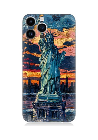 Apple Uyumlu iPhone 14 Pro  Özgürlük Heykeli Desenli Silikon Kılıf