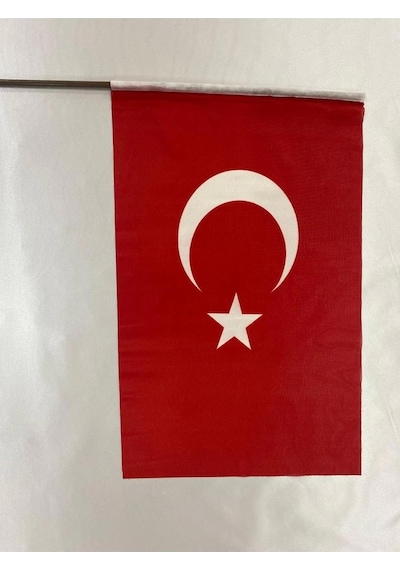 Lona Sanat 10 Adet 50x70 Cm Raşel Kumaş Sopalı Türk Bayrağı Diğer