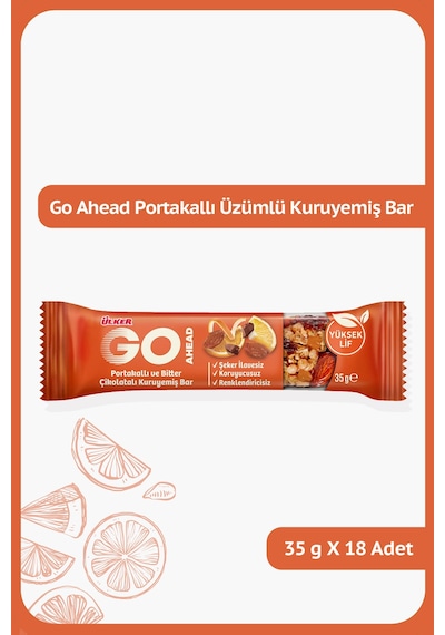 Go Ahead Portakallı Üzümlü Kuruyemiş Bar 35g X 18