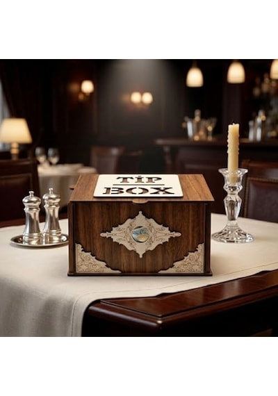 Tr Bahşiş Kutusu Tip Box Dekoratif Para Kutusu Kilitli Tasarım Kafe Ve Restoran Için