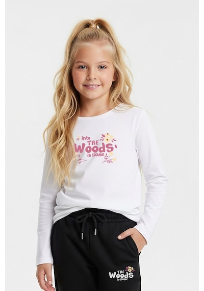 Fyk Kids Sıfır Yaka Woods Baskılı Kız Çocuk Alt-üst Takım Beyaz