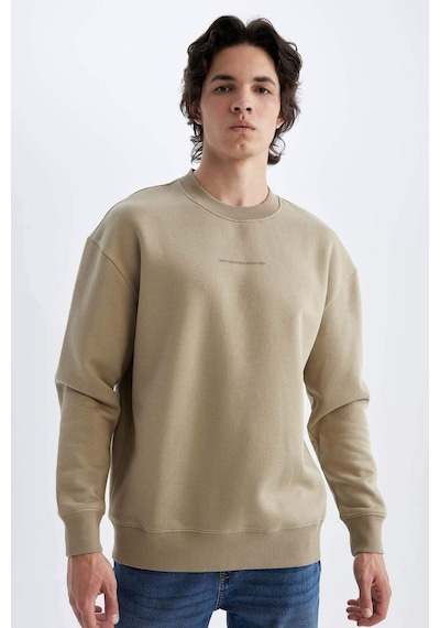 Defacto Boxy Fit Bisiklet Yaka Baskılı Sweatshirt X8282az24aubg311 Bej