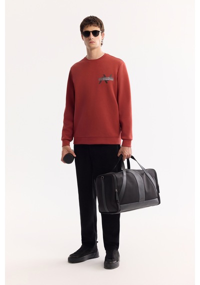 Avva Erkek Kiremit Bisiklet Yaka Pamuklu Bi-stretch Baskılı Regular Fit Sweatshirt A52y1260