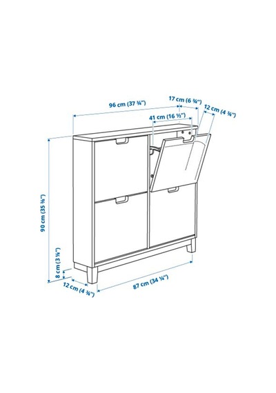 Ayakkabı Dolabı, Stall Beyaz Renk Meridyendukkan 96x17x90 Cm, 4 Bölmeli Ayakkabılık
